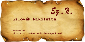 Szlovák Nikoletta névjegykártya