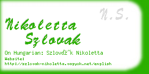 nikoletta szlovak business card